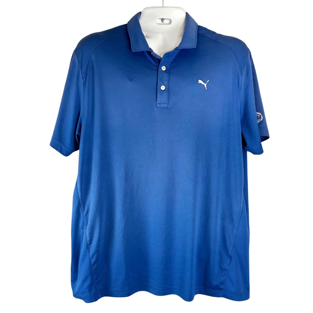 Puma Golf DryCell Polo Shirt Mens XL Royal Blue Triple Crown Country Club Logo
